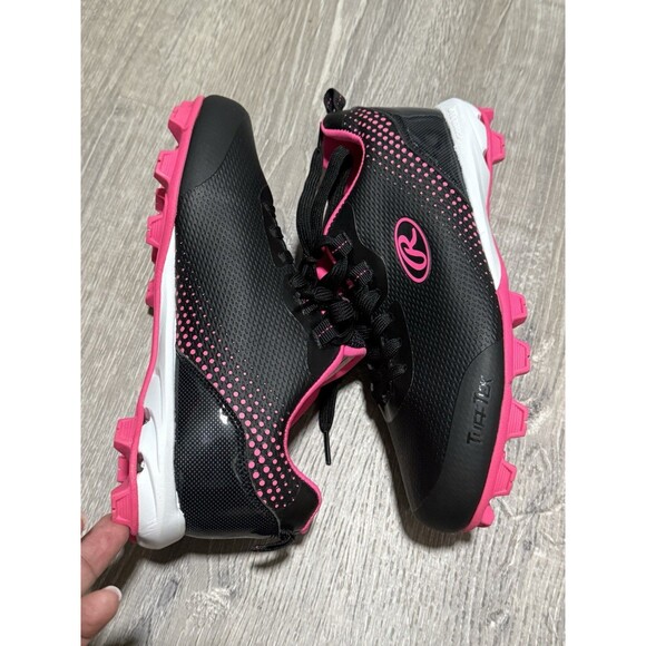 Rawlings OOOLFLO Girls Cleats Size 2.5 D Black & Pink Excellent Condition - Picture 4 of 8